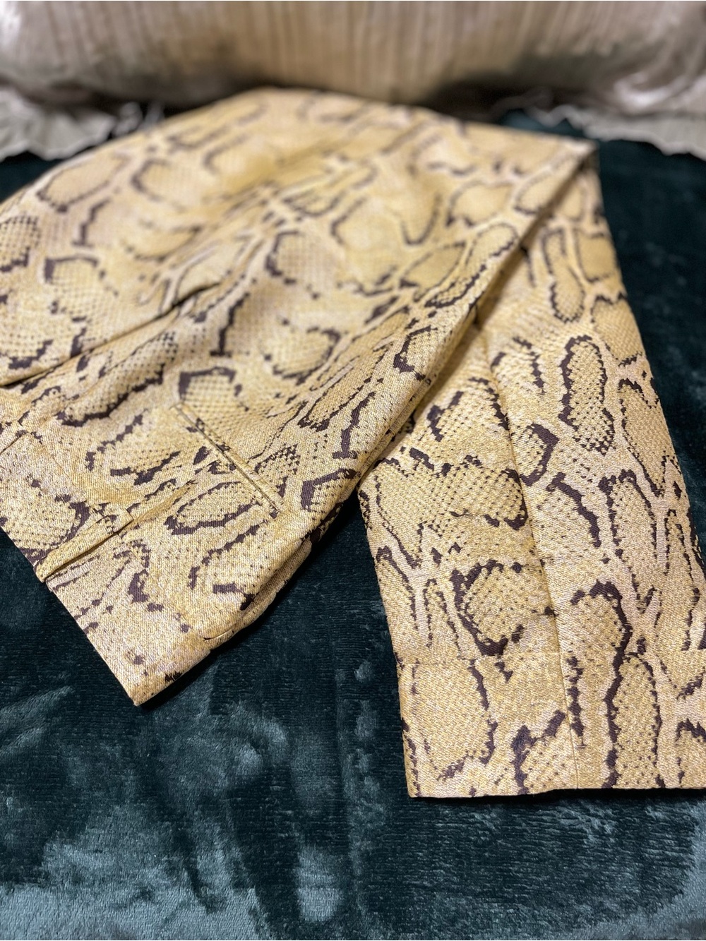 Stella McCartney Gold Snake-Print Reptile Pants, Size 4 Petite